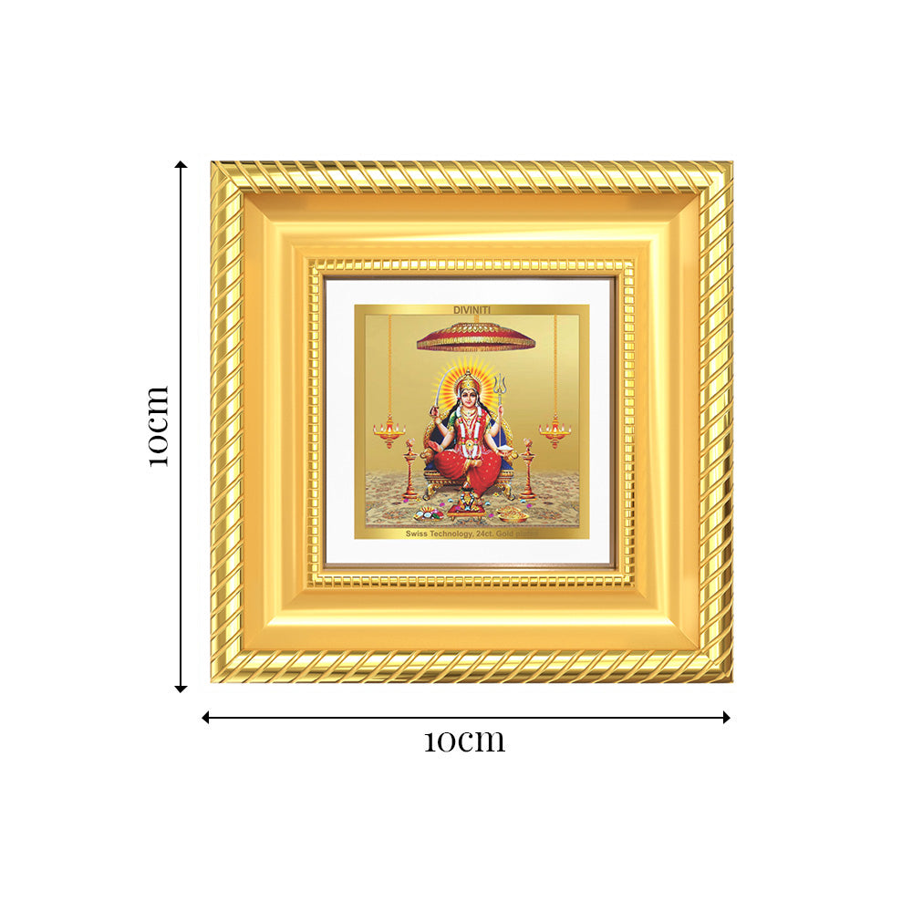 Diviniti Santoshi Mata Tabletop Photo Frame in 24K Gold Plated Foil | Happiness, Contentment & Divine Blessings | DG015S1A (10x10 CM)