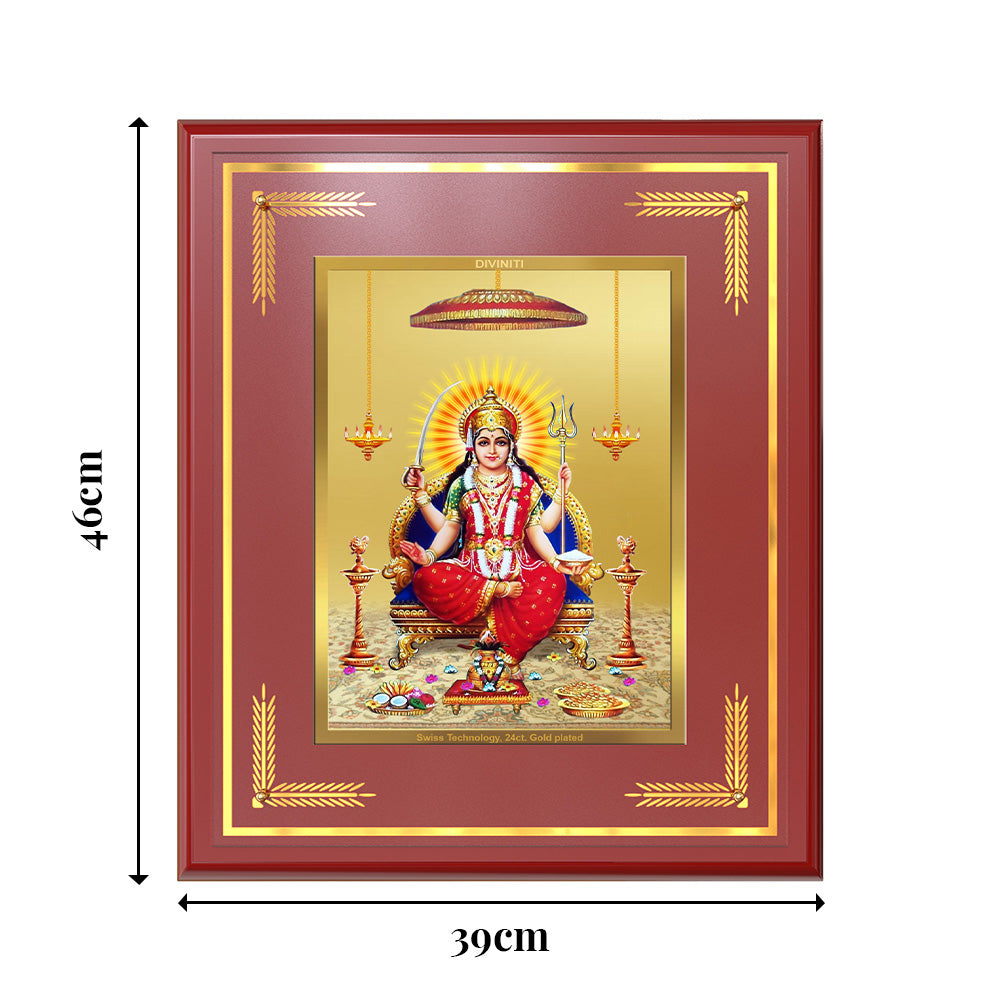 Santoshi Mata | Goddess of Contentment & Fulfilment Wall & Tabletop Frame in 24K Gold Plated Foil