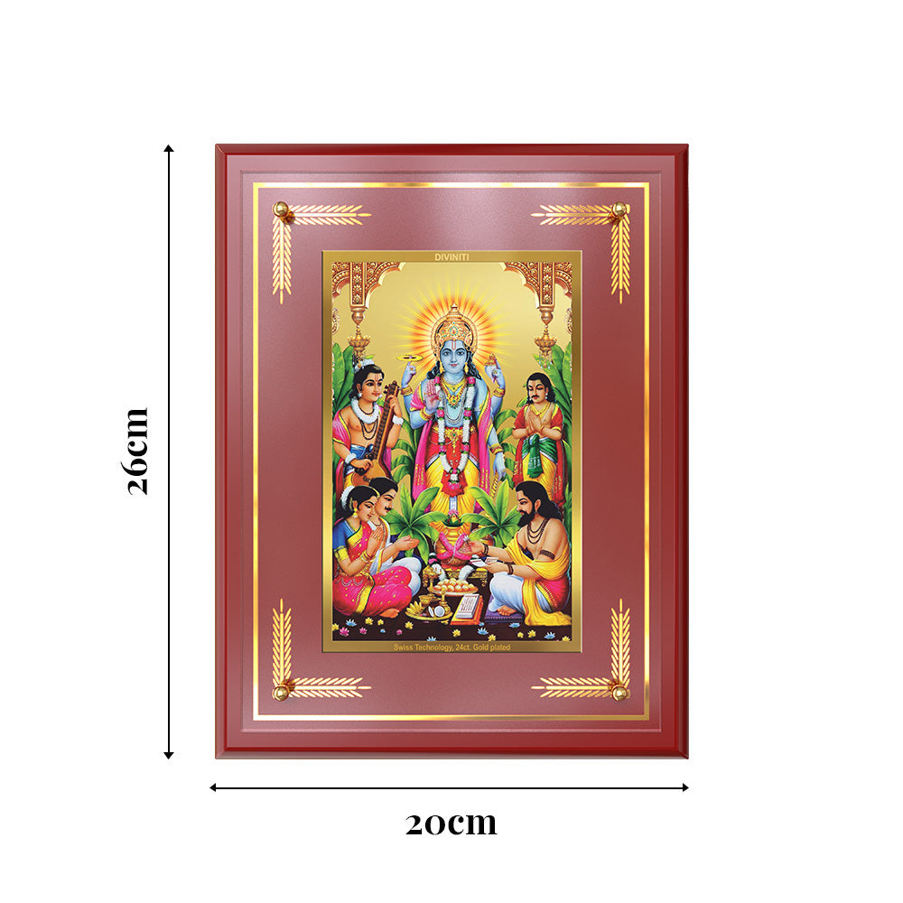 Lord Satyanarayana | Divine of Truth and Prosperity Wall and Tabletop Photo Frame in 24K Gold Plated Foil