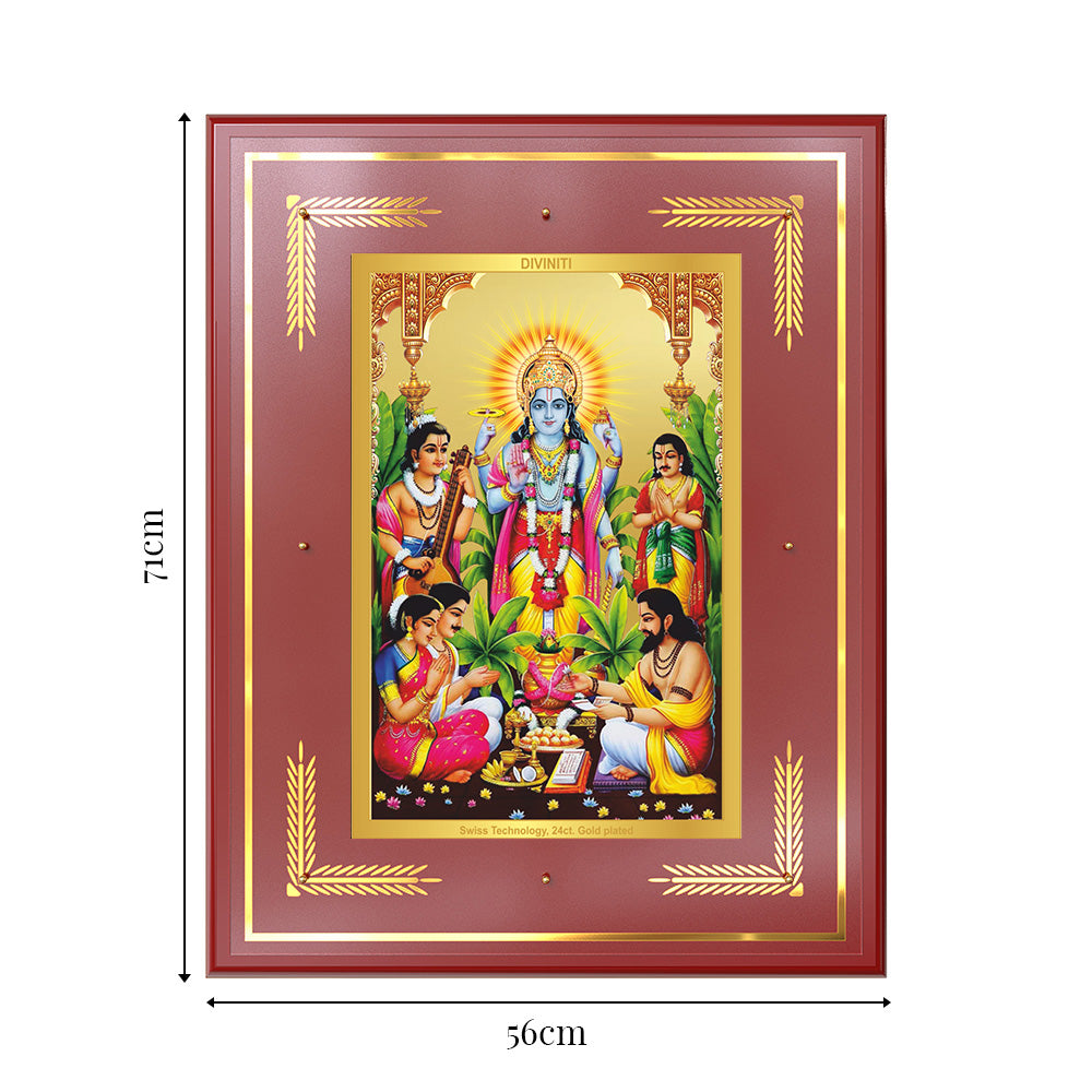 Lord Satyanarayana | Divine form of Truth and Prosperity Wall Photo Frame in 24K Gold Plated Foil