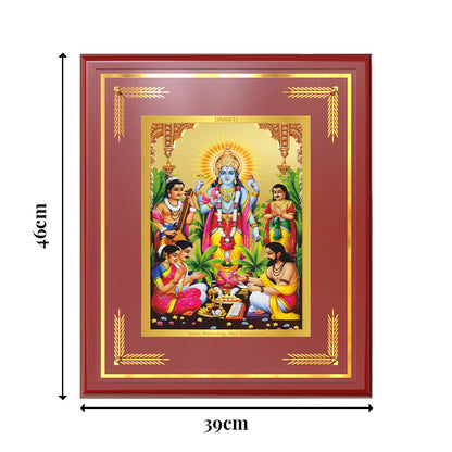 Lord Satyanarayana | Divine Form of Truth and Prosperity Wall & Tabletop Frame in 24K Gold Plated Foil