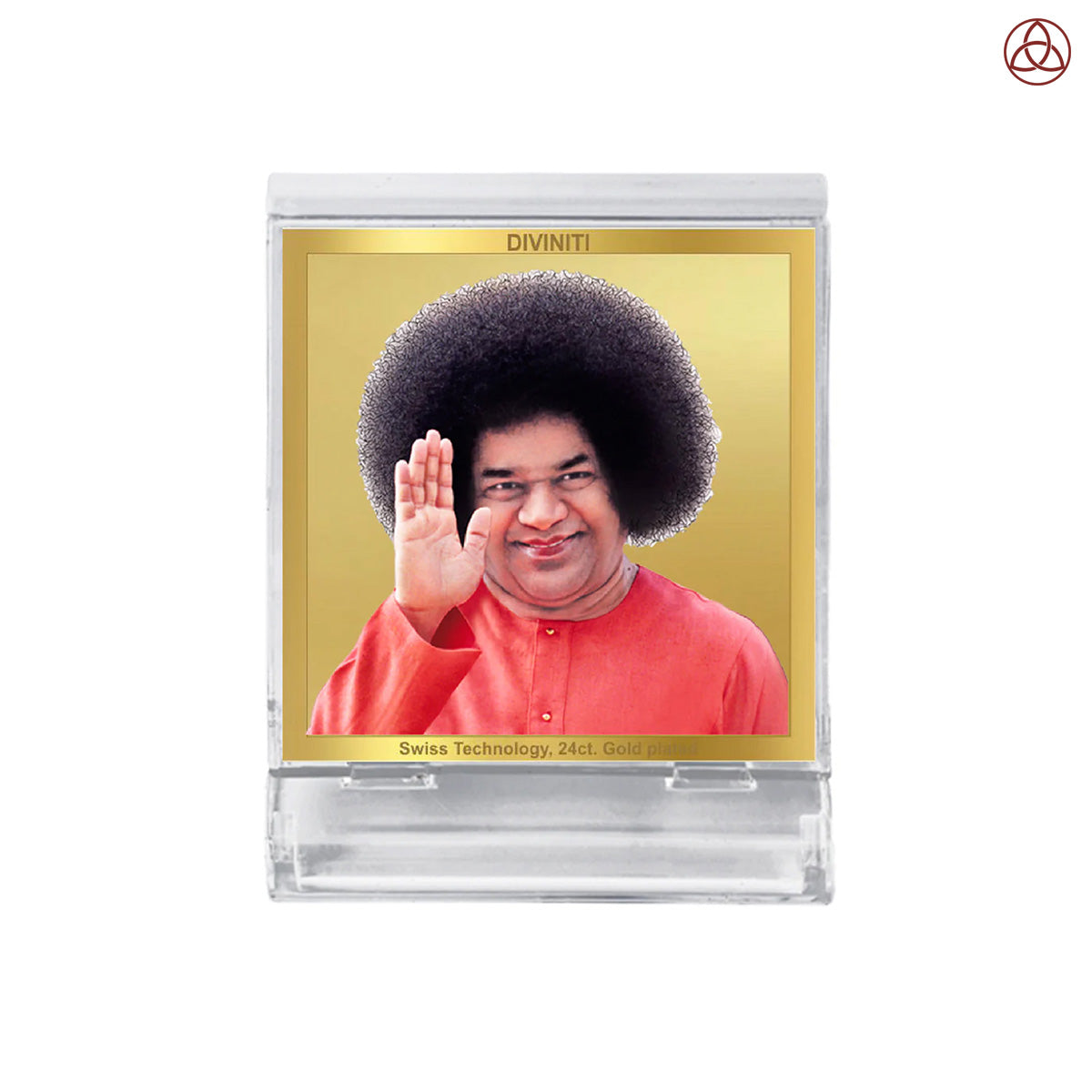 Satya Sai Baba | Divine Sai Baba Car Dashboard & Tabletop Photo Frame in 24K Gold Plated Foil