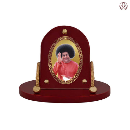 Satya Sai Baba | Divine Sai Baba Car Dashboard & Tabletop Photo Frame in 24K Gold Plated Foil