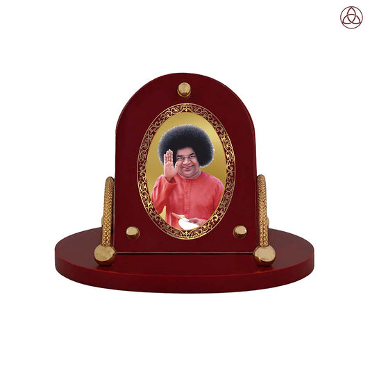 Satya Sai Baba | Divine Sai Baba Car Dashboard & Tabletop Photo Frame in 24K Gold Plated Foil