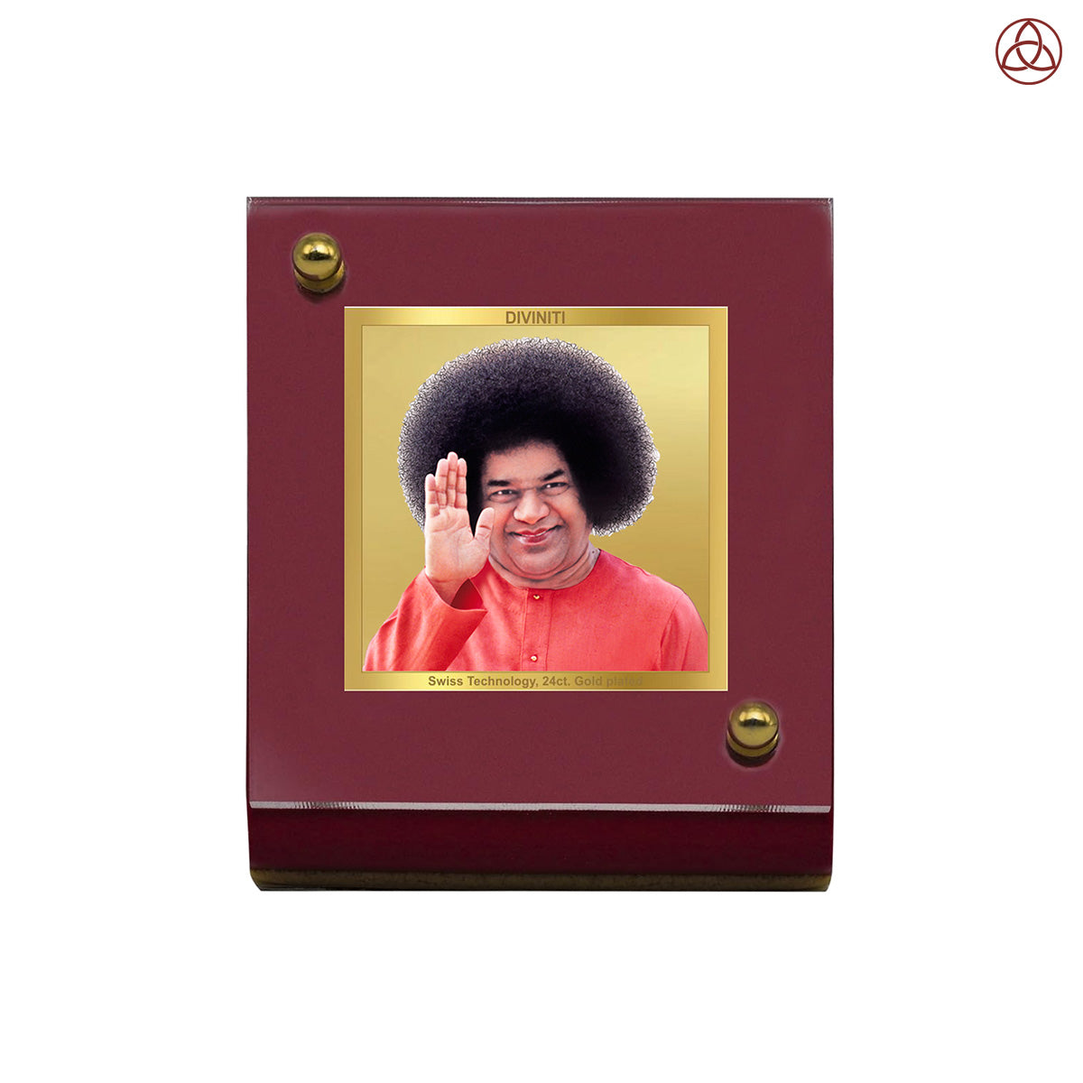 Satya Sai Baba | Divine Sai Baba Car Dashboard & Tabletop Photo Frame in 24K Gold Plated Foil