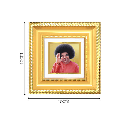 Diviniti Sathya Sai Baba Tabletop Frame in 24K Gold Plated Foil | Love, Peace & Divine Blessings | DG015S1A (10x10 CM)