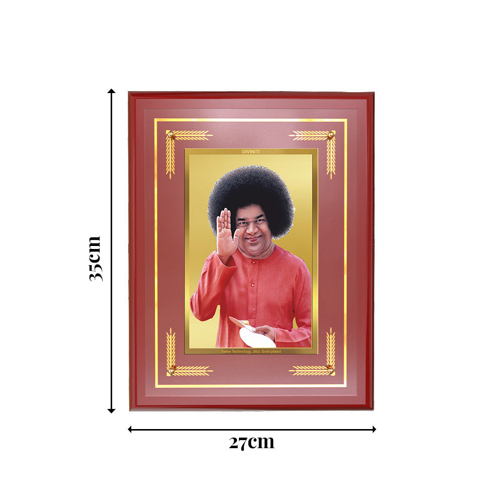 Sathya Sai Baba | Avatar of Love and Universal Harmony Wall Photo Frame in 24K Gold Plated Foil