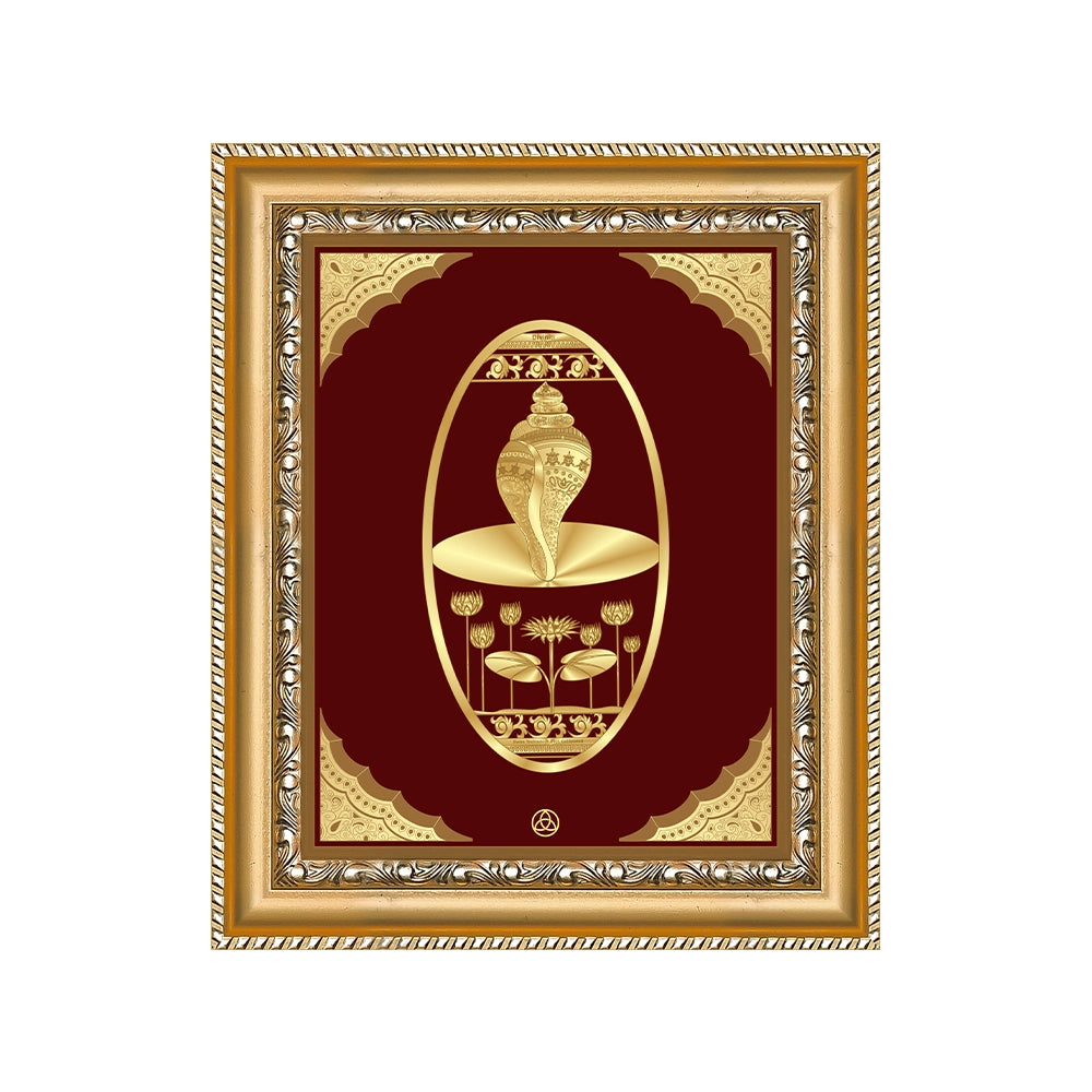 Shankh Wall Hanging Frame Gold on Gold in 24K Foil