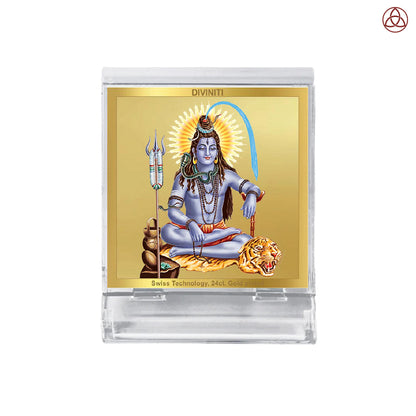 Lord Shiva | Spiritual Car Dashboard & Tabletop Frame in 24K Gold Plated Foil