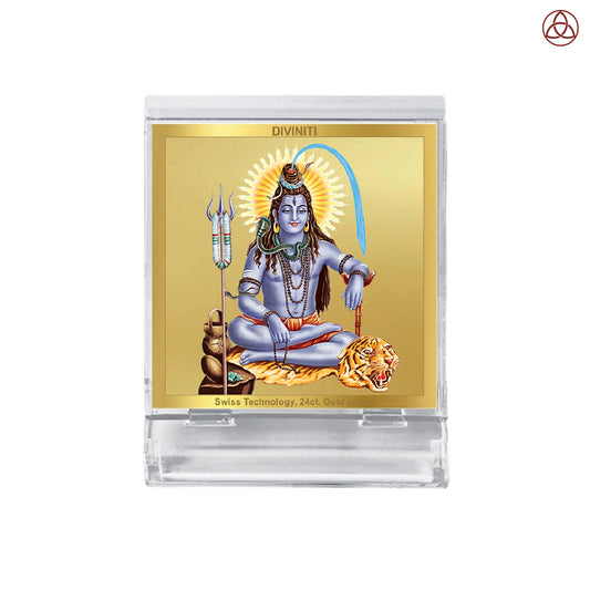 Lord Shiva | Spiritual Car Dashboard & Tabletop Frame in 24K Gold Plated Foil