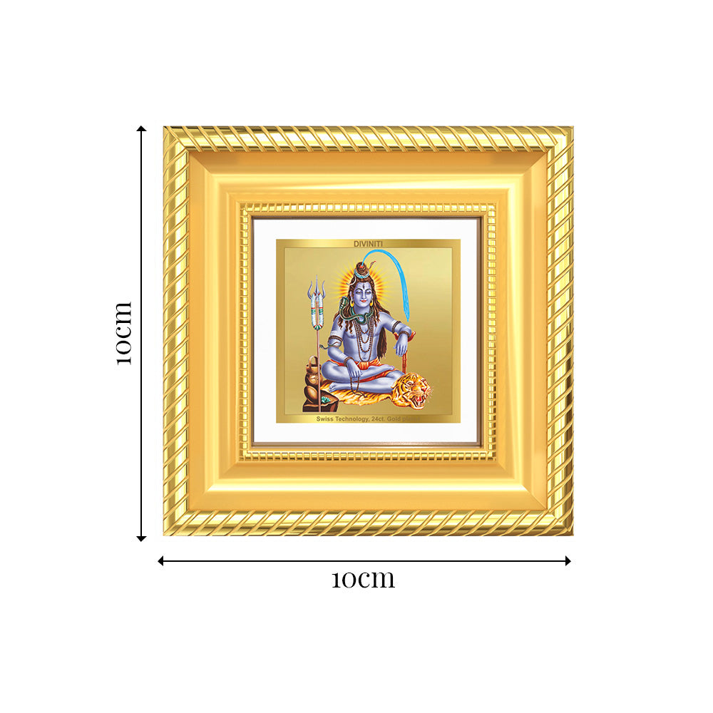 Diviniti Lord Shiva Tabletop Frame in 24K Gold Plated Foil | Power, Peace & Divine Blessings | DG015S1A (10x10 CM)