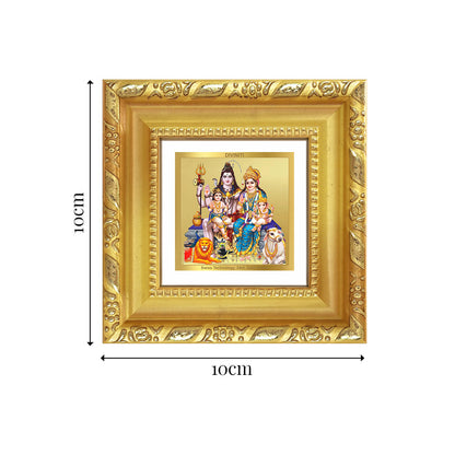 Diviniti Shiva Parivar Tabletop Photo Frame in 24K Gold Plated Foil | Harmony, Protection & Divine Blessings | DG103S1A (10x10 CM)