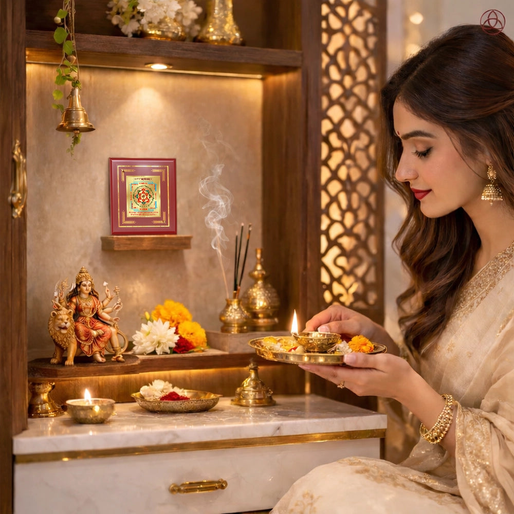 Shree Baglamukhi Yantra | Sacred Protection & Victory Frame in 24K Gold Plated Foil