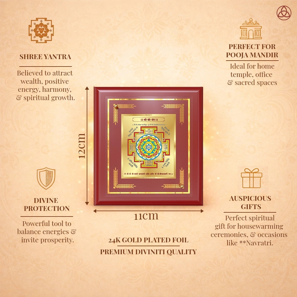 Shree Yantra | Sacred Wealth & Prosperity Frame in 24K Gold Plated Foil