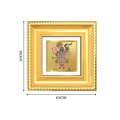 Diviniti Shrinathji Tabletop Frame in 24K Gold Plated Foil | Devotion, Prosperity & Divine Blessings | DG015S1A (10x10 CM)