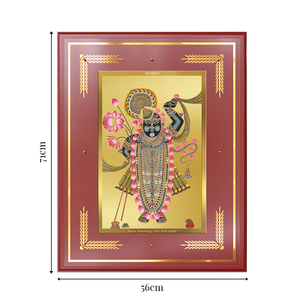 Lord Shrinathji | Divine form of Krishna from Nathdwara Wall Mount Photo Frame in 24K Gold Plated Foil