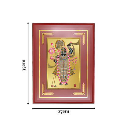 Lord Shrinathji | Divine Form of Krishna from Nathdwara Wall Photo Frame in 24K Gold Plated Foil