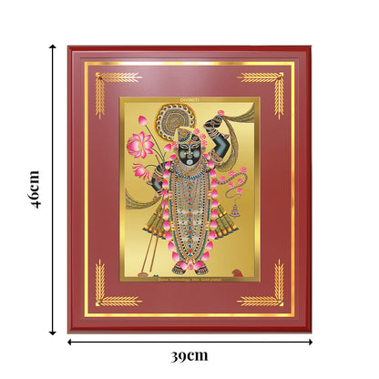 Lord Shrinathji | Divine form of Krishna from Nathdwara Wall Mount Photo Frame in 24K Gold Plated Foil