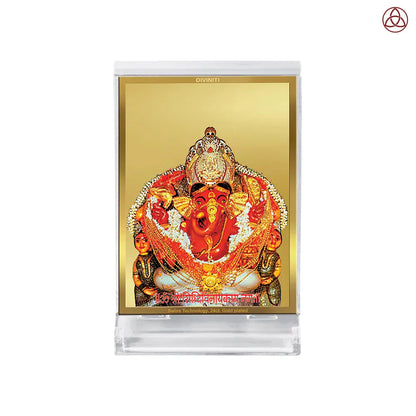Lord Siddhivinayak | Giver of Auspicious Beginnings & Fulfilled Wishes Car Dashboard Frame in 24K Gold Plated Foil