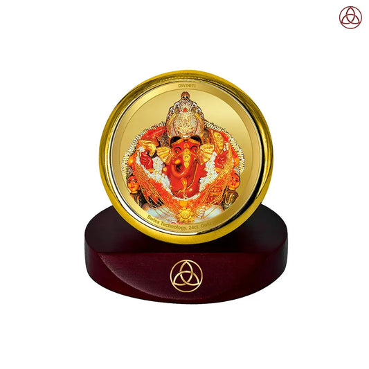 Lord Siddhivinayak | Giver of Auspicious Beginnings & Fulfilled Wishes Car Dashboard Frame in 24K Gold Plated Foil