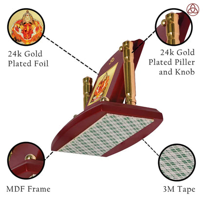 Lord Siddhivinayak | Giver of Auspicious Beginnings & Fulfilled Wishes Car Dashboard Frame in 24K Gold Plated Foil