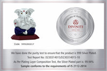 Load image into Gallery viewer, Diviniti 999 Silver Plated Lord Ganesha Idol for Home Decor Showpiece (10X7CM)
