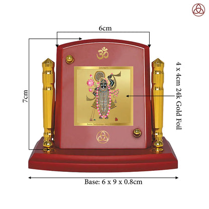 Lord Shrinathji | Divine Form of Krishna from Nathdwara Car Dashboard Frame in 24K Gold Plated Foil