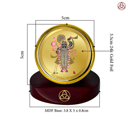 Lord Shrinathji | Divine Form of Krishna from Nathdwara Car Dashboard Frame in 24K Gold Plated Foil