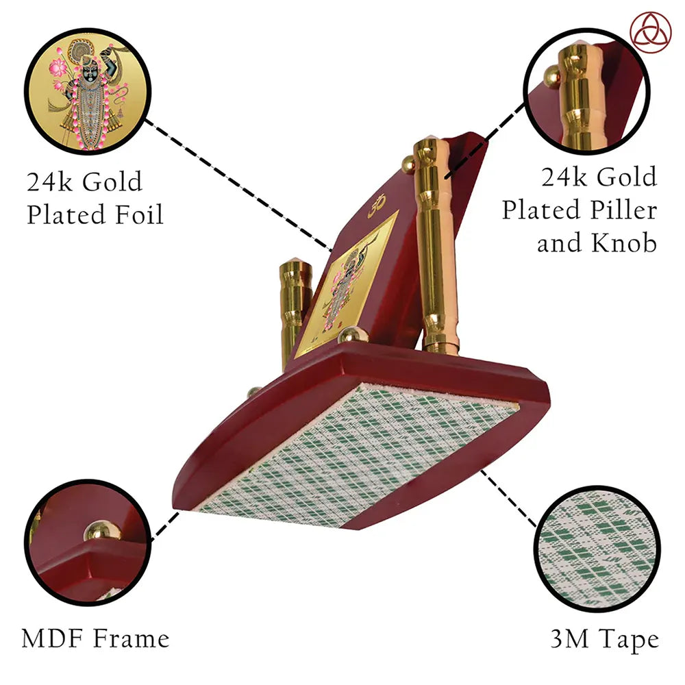 Lord Shrinathji | Divine Form of Krishna from Nathdwara Car Dashboard Frame in 24K Gold Plated Foil