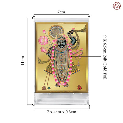 Lord Shrinathji | Divine Form of Krishna from Nathdwara Car Dashboard Frame in 24K Gold Plated Foil