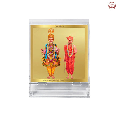 Lord Swaminarayan | Spiritual Car Dashboard & Tabletop Frame in 24K Gold Plated Foil