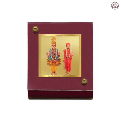 Lord Swaminarayan | Spiritual Car Dashboard & Tabletop Photo Frame in 24K Gold Plated Foil