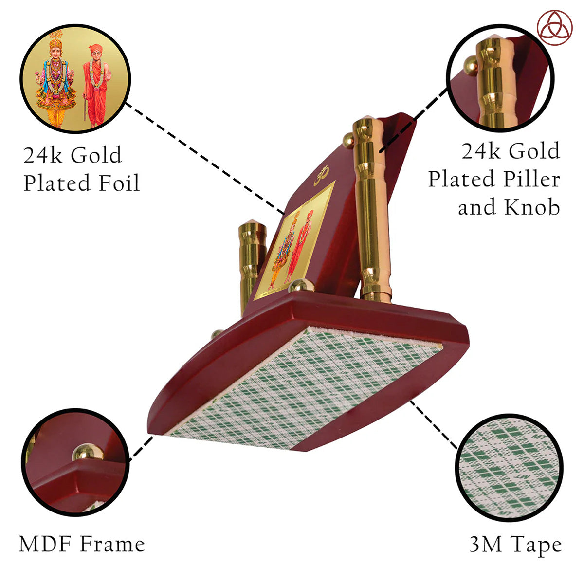 Swaminarayan | Divine Spiritual Leader & Protector Car Dashboard Frame in 24K Gold Plated Foil
