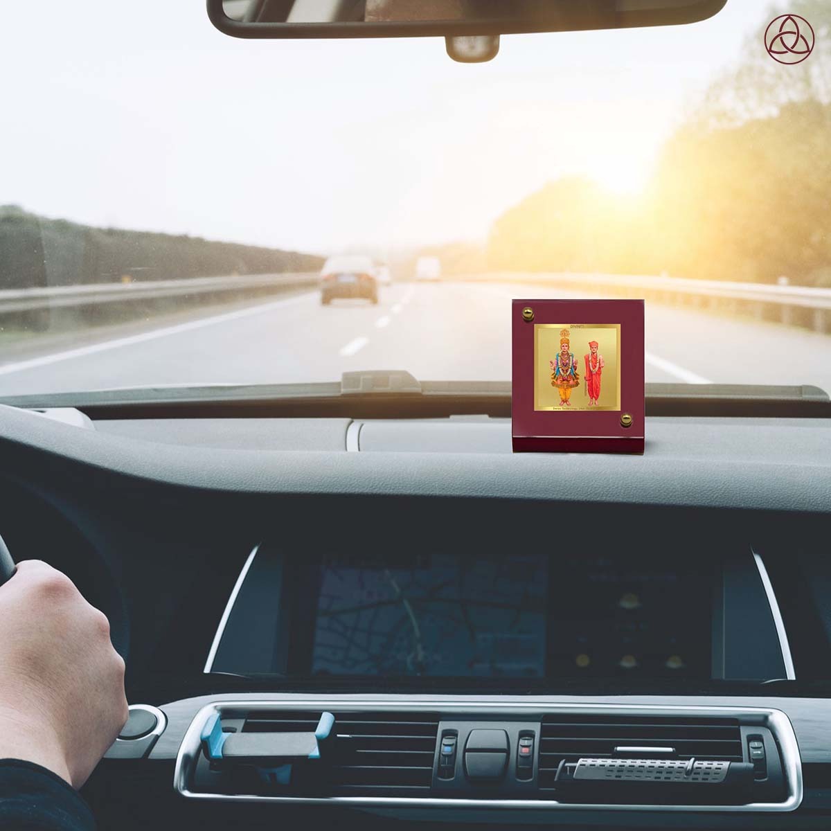 Lord Swaminarayan | Spiritual Car Dashboard & Tabletop Photo Frame in 24K Gold Plated Foil