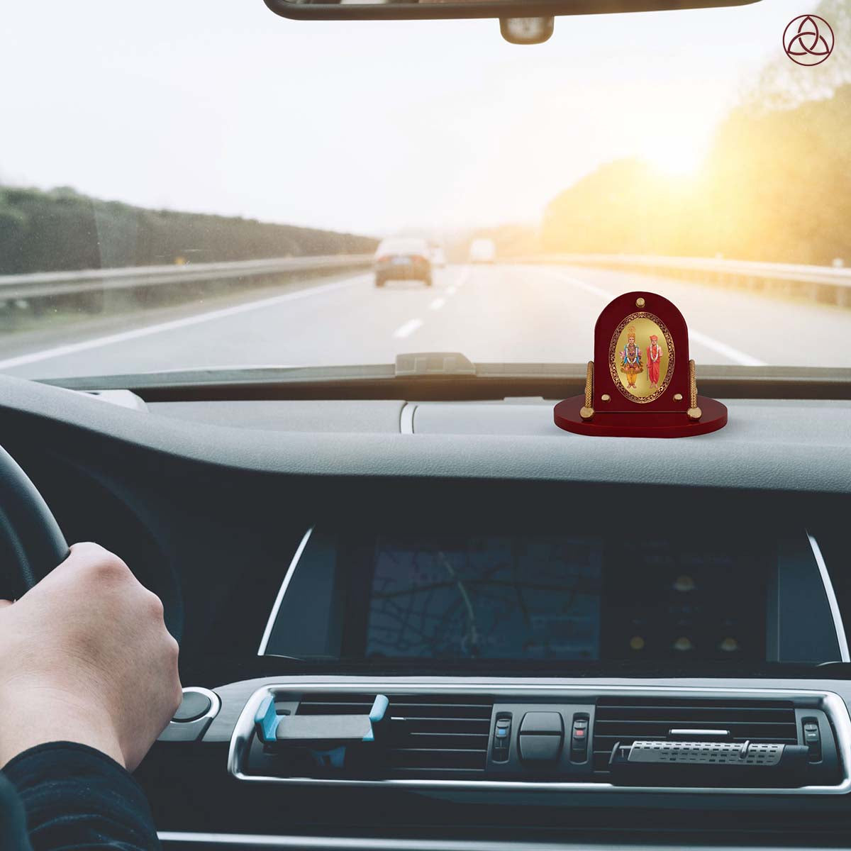 Lord Swaminarayan | Spiritual Car Dashboard & Tabletop Frame in 24K Gold Plated Foil