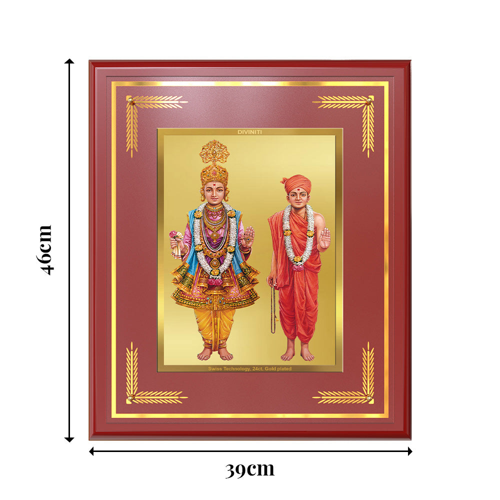 Lord Swaminarayan | Incarnation of Dharma & Divine Grace Wall & Tabletop Frame in 24K Gold Plated Foil