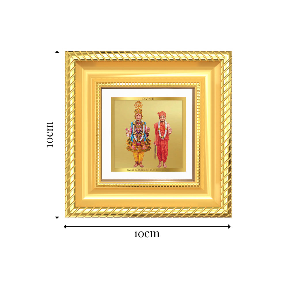 Diviniti Lord Swaminarayan Tabletop Frame in 24K Gold Plated Foil | Peace, Devotion & Divine Blessings | DG015S1A (10x10 CM)