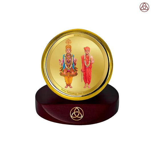 Lord Swaminarayan | Incarnation of Dharma & Divine Grace Car Dashboard Frame in 24K Gold Plated Foil
