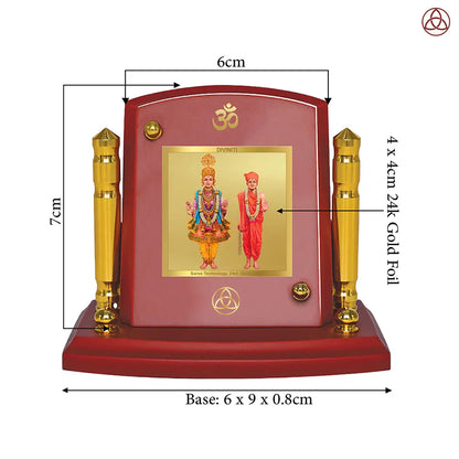 Lord Swaminarayan | Incarnation of Dharma & Divine Grace Car Dashboard Frame in 24K Gold Plated Foil