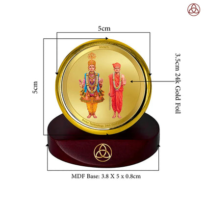 Lord Swaminarayan | Incarnation of Dharma & Divine Grace Car Dashboard Frame in 24K Gold Plated Foil