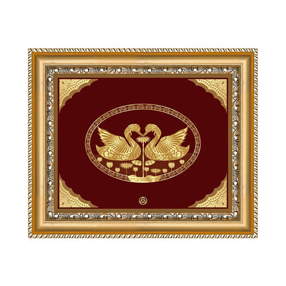 Swan Hamsa Gold Wall Hanging Frame in 24K Gold Foil