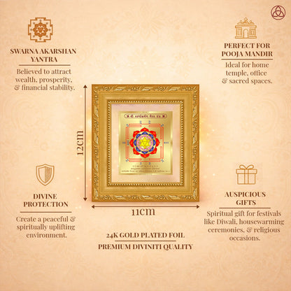 Swarn Akarshan Yantra framed in 24K gold plated foil, symbolizing balance of planetary energies and harmony.