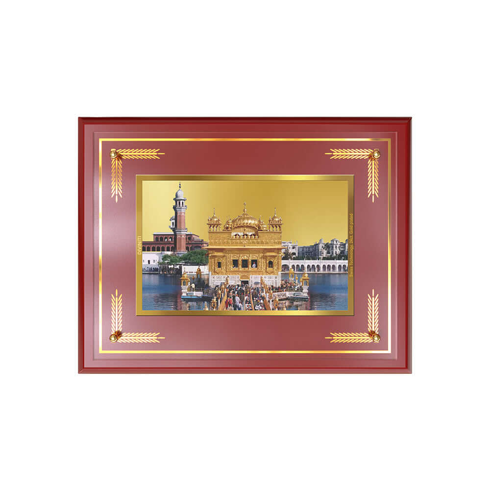 Sachkhand Shri Darbar Sahib Ji frame in 24k gold plated foil