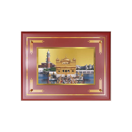 Sachkhand Shri Darbar Sahib Ji frame in 24k gold plated foil