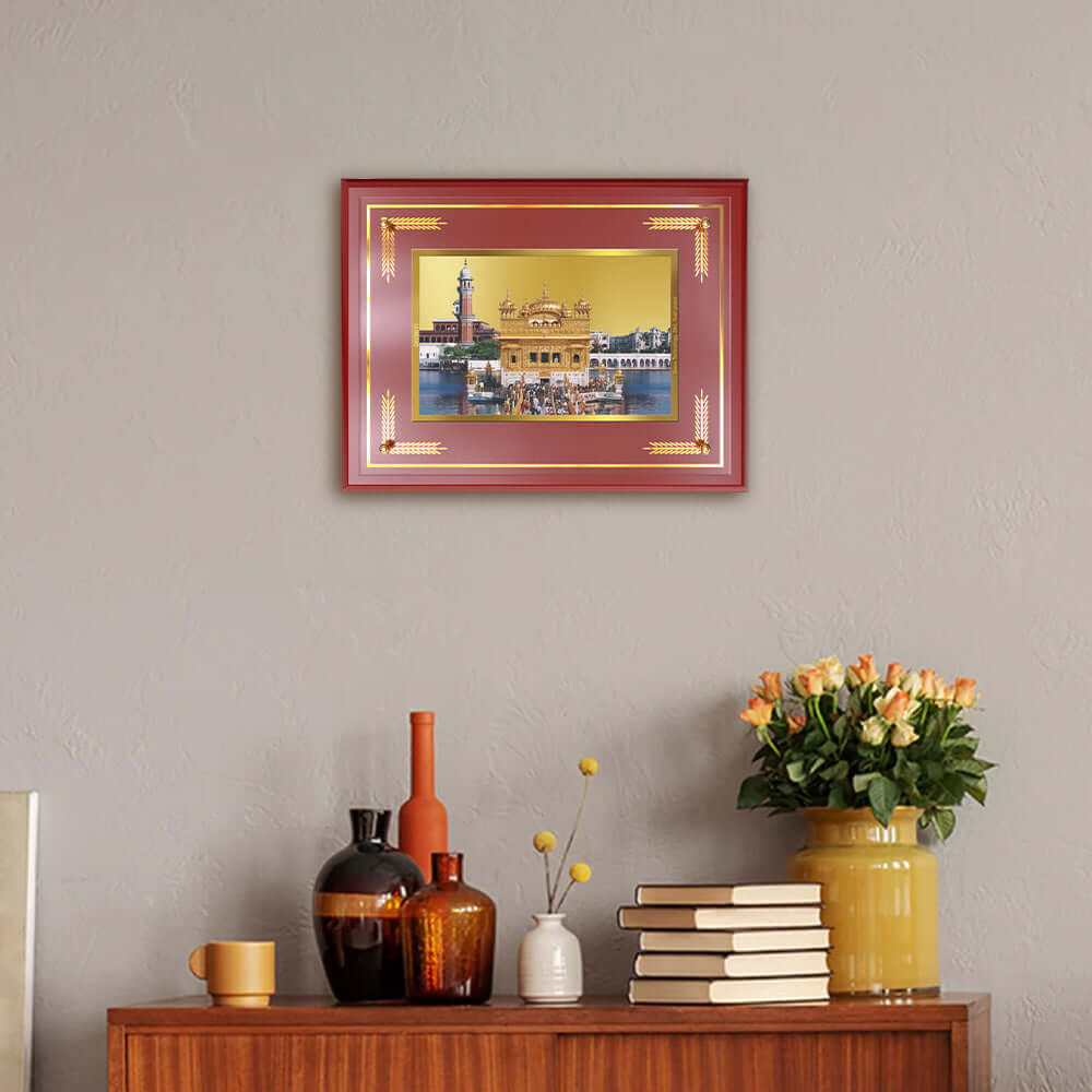 Sachkhand Shri Darbar Sahib Ji frame displayed on wall