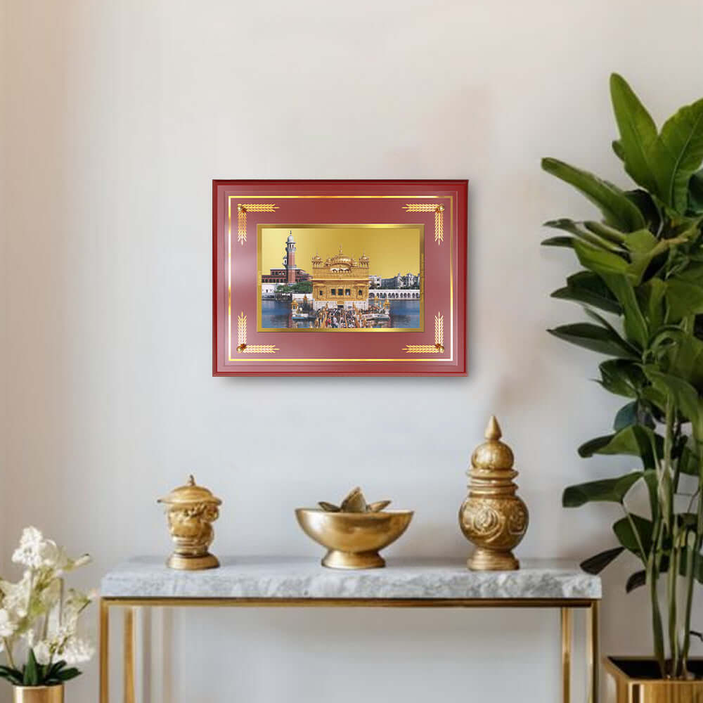 Sachkhand Shri Darbar Sahib Ji frame displayed on wall