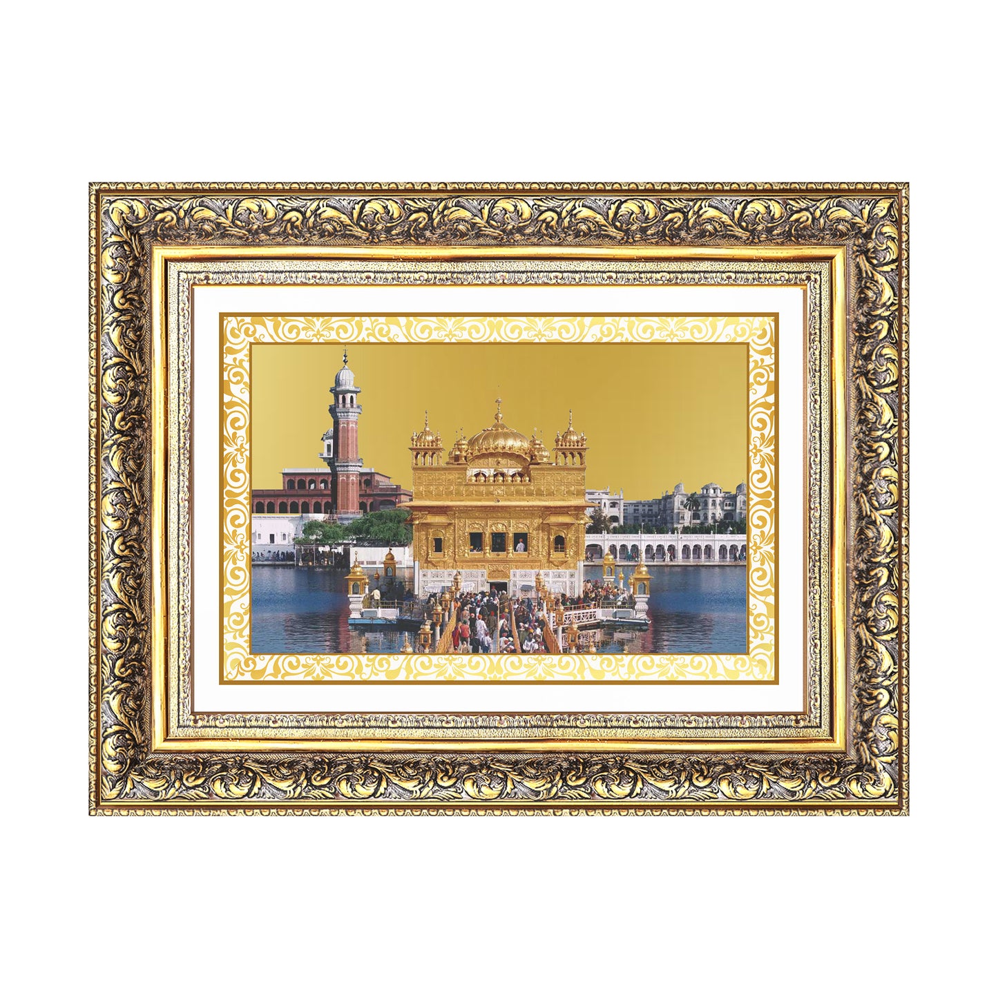 Sachkhand Shri Darbar Sahib -Golden Temple | Sacred Sikh Shrine Wall Mount Photo Frame in 24K Gold Plated Foil