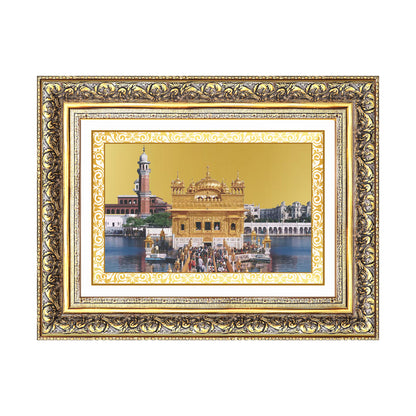 Sachkhand Shri Darbar Sahib -Golden Temple | Sacred Sikh Shrine Wall Mount Photo Frame in 24K Gold Plated Foil
