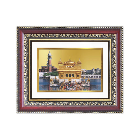 Sachkhand Shri Darbar Sahib Ji | Golden Temple | Sacred Sikh Shrine Wall and Tabletop Photo Frame in 24K Gold Plated Foil