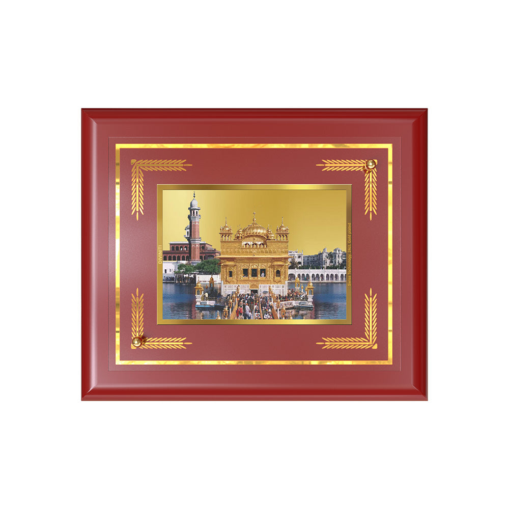 Sachkhand Shri Darbar Sahib -Golden Temple | Sacred Sikh Shrine Wall & Tabletop Frame in 24K Gold Plated Foil